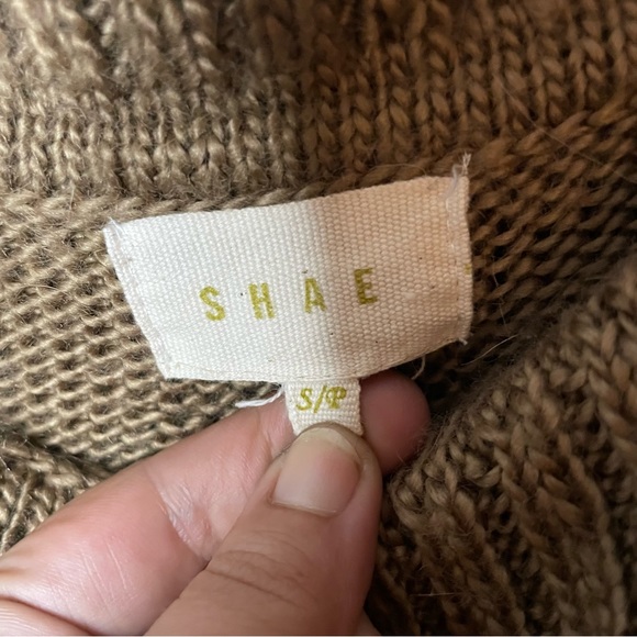 Anthropologie Shae wool brown off shoulder long sleeve flare hem sweater dress - Picture 6 of 7